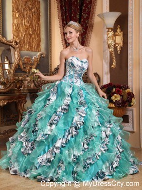 Luxurious Multi-color Quinceanera Gowns with layers and Printing