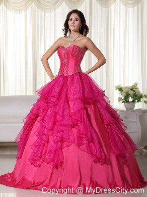 2013 Gorgeous Hot Pink Ruffles Sweet 16 Dress for Military Ball