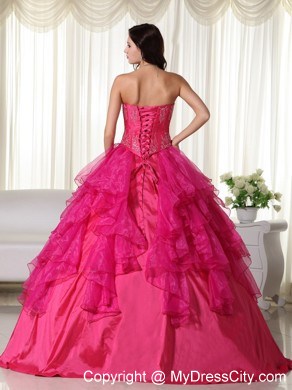 2013 Gorgeous Hot Pink Ruffles Sweet 16 Dress for Military Ball