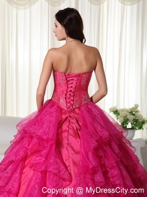 2013 Gorgeous Hot Pink Ruffles Sweet 16 Dress for Military Ball