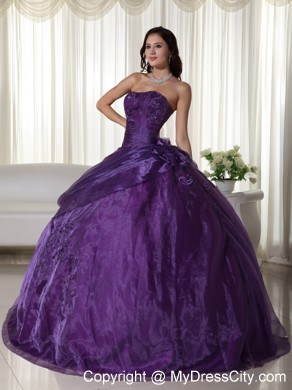 2013 Purple strapless Quinceanera Gowns Ruches and Pick-ups