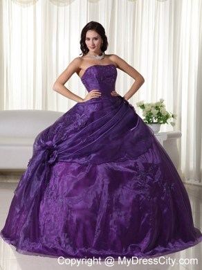 2013 Purple strapless Quinceanera Gowns Ruches and Pick-ups