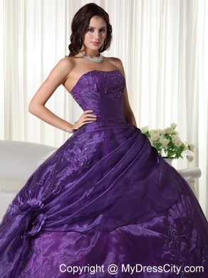 2013 Purple strapless Quinceanera Gowns Ruches and Pick-ups