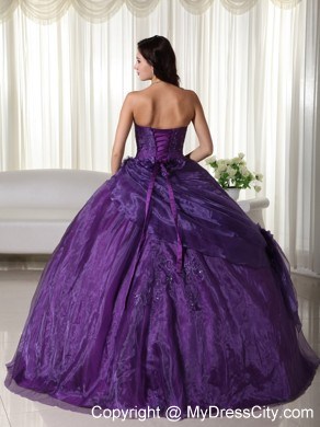 2013 Purple strapless Quinceanera Gowns Ruches and Pick-ups