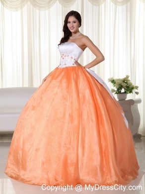 Discount Organza Orange Red Embroidery Sweet 15 Dress Online