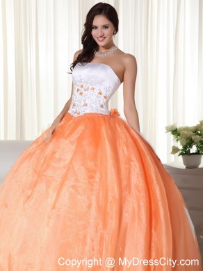 Discount Organza Orange Red Embroidery Sweet 15 Dress Online