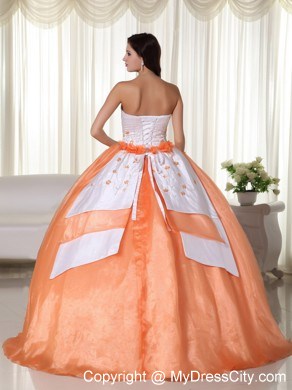 Discount Organza Orange Red Embroidery Sweet 15 Dress Online