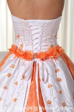 Discount Organza Orange Red Embroidery Sweet 15 Dress Online