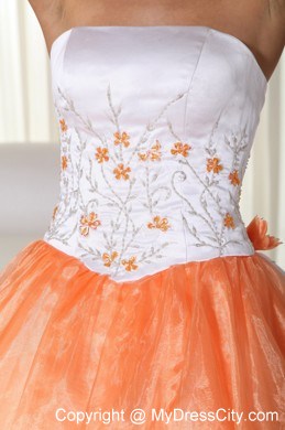 Discount Organza Orange Red Embroidery Sweet 15 Dress Online