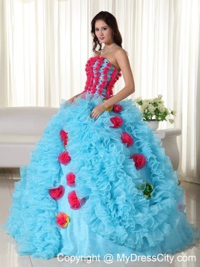 Luxurious Hand Made Flowers Quinceanera Dress with Ruffles