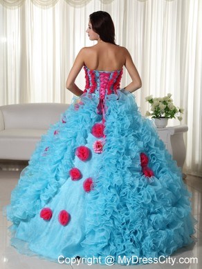 Luxurious Hand Made Flowers Quinceanera Dress with Ruffles