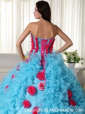 Luxurious Hand Made Flowers Quinceanera Dress with Ruffles