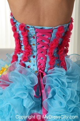 Luxurious Hand Made Flowers Quinceanera Dress with Ruffles