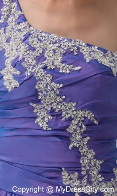 Purple One Shoulder Pick-ups Organza Quinceanera Dress on Sale