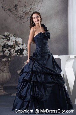 Simple Navy Blue 2013 Quinceanera Gowns Ruches For Cheap