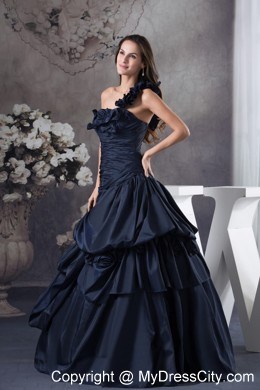 Simple Navy Blue 2013 Quinceanera Gowns Ruches For Cheap