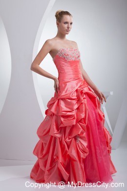 Cheap A-line Watermelon Red Pick-ups 2013 Quinceanera Dress