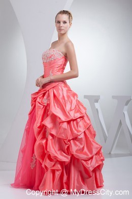 Cheap A-line Watermelon Red Pick-ups 2013 Quinceanera Dress