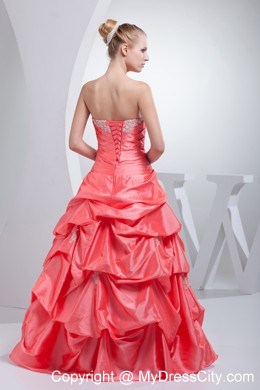 Cheap A-line Watermelon Red Pick-ups 2013 Quinceanera Dress