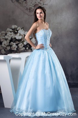 2013 Organza Sweetheart with Light Blue Quinceanera Dress for Girl