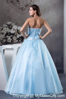 2013 Organza Sweetheart with Light Blue Quinceanera Dress for Girl