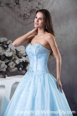 2013 Organza Sweetheart with Light Blue Quinceanera Dress for Girl