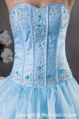 2013 Organza Sweetheart with Light Blue Quinceanera Dress for Girl