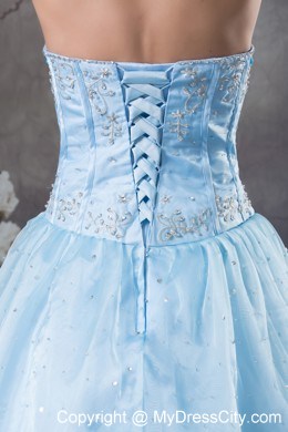 2013 Organza Sweetheart with Light Blue Quinceanera Dress for Girl