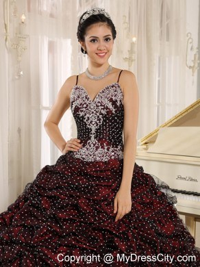 2013 Spaghetti Straps Sweet 15 Dress with Apliques Brush Train