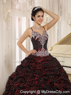 2013 Spaghetti Straps Sweet 15 Dress with Apliques Brush Train