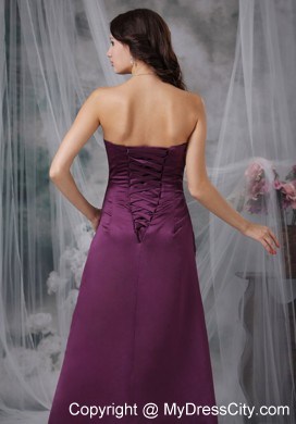 Dark Purple Sweetheart Beaded Evening Dress with Brush Train