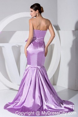 Sweetheart Mermaid Brush Train Bowknot Lavender Evening Dress