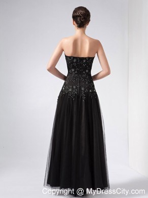 Ankle-length Black A-line Sweetheart Beading Evening Dress with Jacket