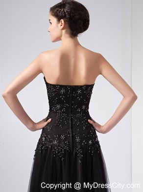 Ankle-length Black A-line Sweetheart Beading Evening Dress with Jacket