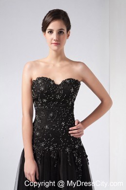 Ankle-length Black A-line Sweetheart Beading Evening Dress with Jacket