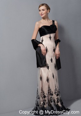 One Shoulder Lace Prom Evening Dresses With Hand Made Flower