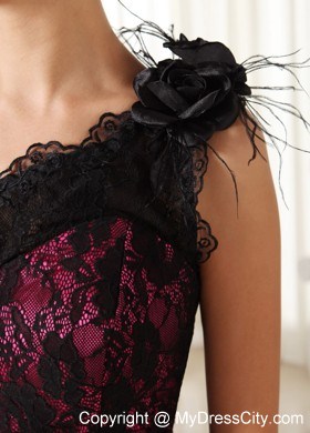 Lace One Shoulder With Hand Made Flowers Cheap 2013 Evening Dress