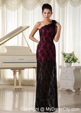 Lace One Shoulder With Hand Made Flowers Cheap 2013 Evening Dress