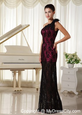 Lace One Shoulder With Hand Made Flowers Cheap 2013 Evening Dress