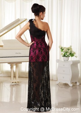 Lace One Shoulder With Hand Made Flowers Cheap 2013 Evening Dress