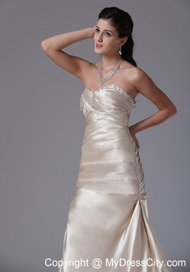 Ruched Sweetheart Beading Champagne 2013 Formal Evening Dress