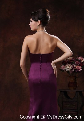 Zipper Back Mermaid Dark Purple Evening Dress With Beaded Decorate