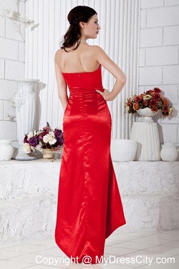 V-Cut Neck Taffeta Beading Ruched 2013 Red Prom Evening Gowns