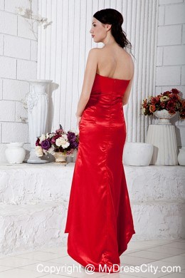 V-Cut Neck Taffeta Beading Ruched 2013 Red Prom Evening Gowns