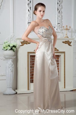 Sweetheart Beading Long Champagne Evening Dress with Cutout Back