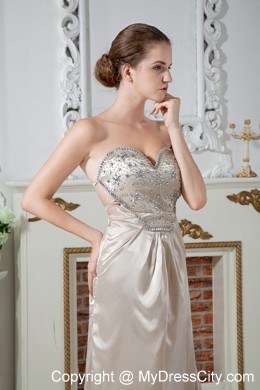 Sweetheart Beading Long Champagne Evening Dress with Cutout Back