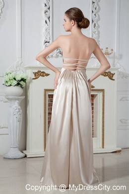 Sweetheart Beading Long Champagne Evening Dress with Cutout Back