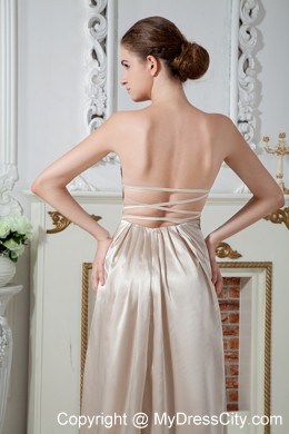 Sweetheart Beading Long Champagne Evening Dress with Cutout Back