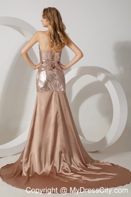 High Slits Sweetheart Court Train Sequin 2013 Prom Evening Dress