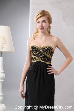 Empire Chiffon Sweetheart Sequins Black Prom Evening Dress 2013